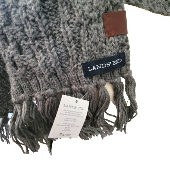 Lands' End Cable Knit Scarf Alpaca Wool and Acrylic Pewter Grey DH515 - Picture 3 of 6